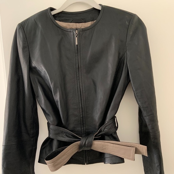 Zara Basic Leather Tie Jacket - Picture 1 of 4